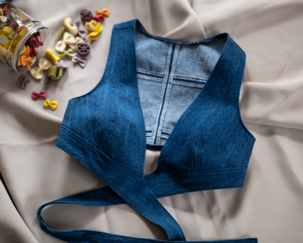 Jeans Crop-Top blau – Bild 4