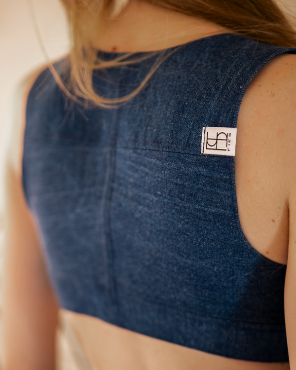 Jeans Crop-Top blau – Bild 3