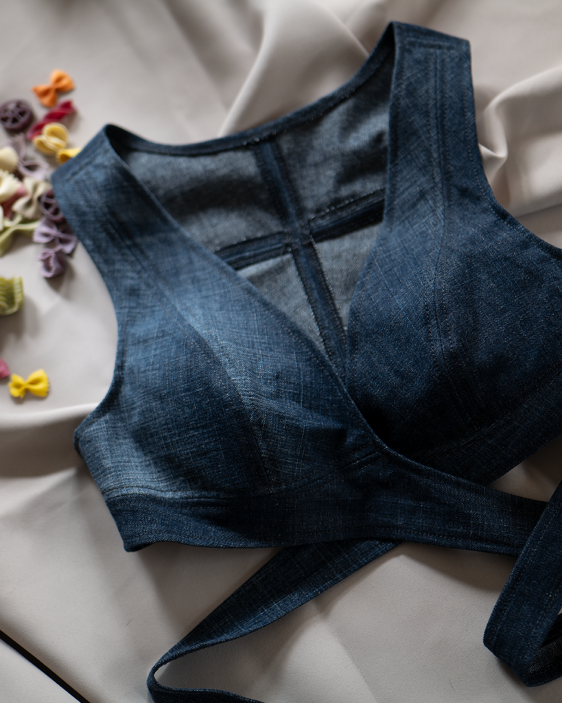 Jeans Crop-Top dunkelblau