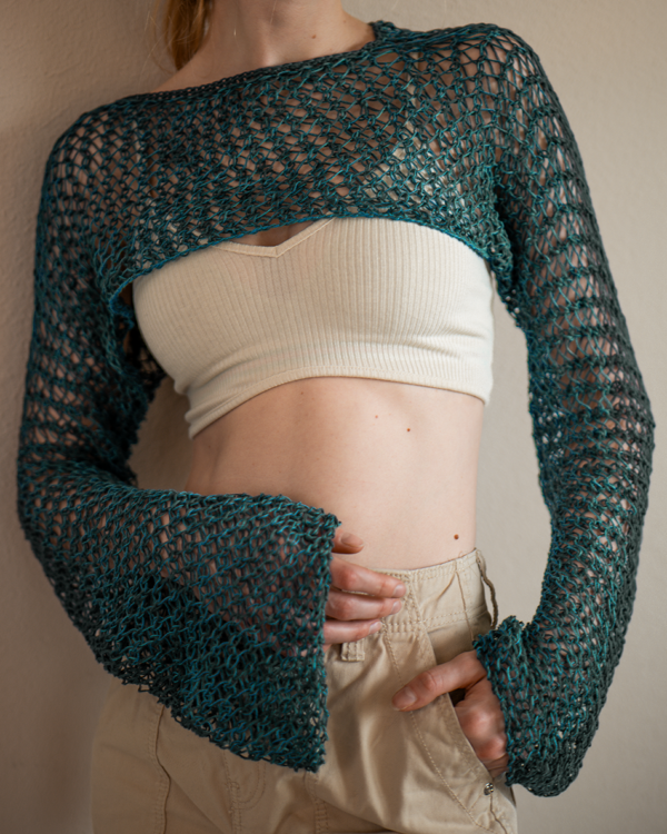 Kurzer Strickpullover Türkis-Blau – Bild 2