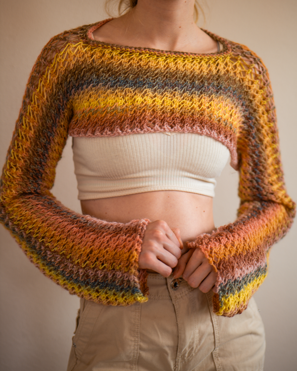 Kurzer Strickpullover Regenbogen – Bild 3