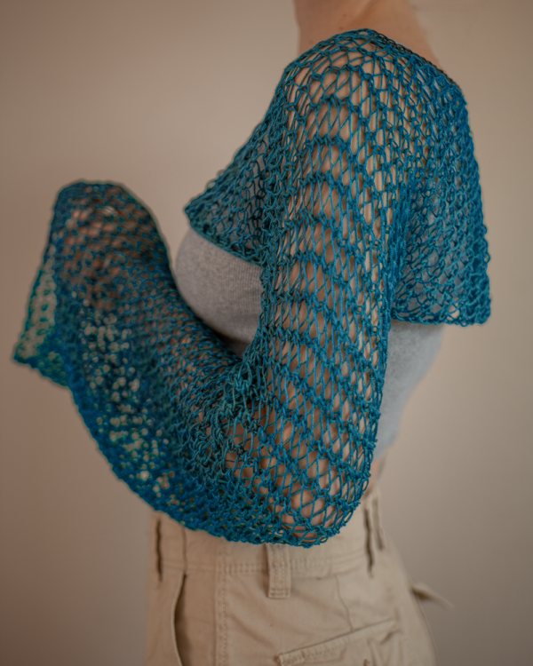 Kurzer Strickpullover Türkis – Bild 2