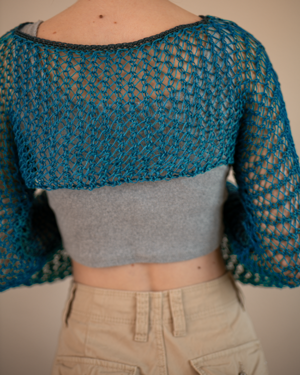 Kurzer Strickpullover Türkis – Bild 3