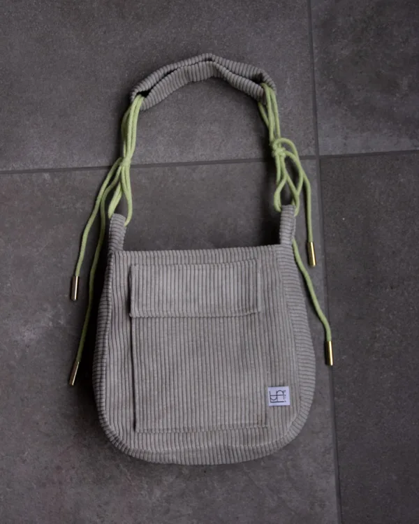 Umhängetasche grau-grün Cord Umhängetasche Grau-Grün